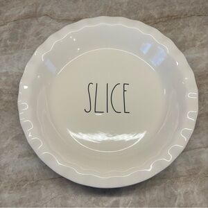Rae Dunn White Ceramic Pie Dish Slice